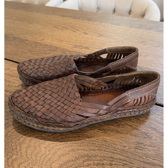 Mohinders Woven Leather Flat Slip On Casual Shoe Men’s Size 9 Brown Walnut - Picture 1 of 8